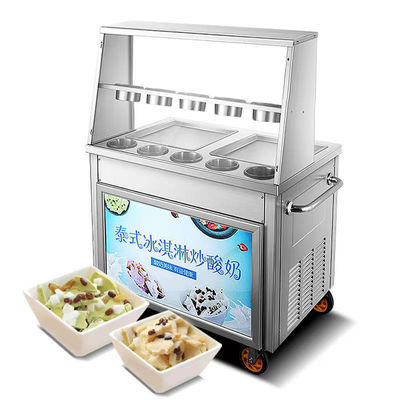 qualità Commercial Fried Ice Cream Machine Snack Factory For Sale Double Pan Ice Cream Roll Machine With Fruit Yogurt Ready To Ship fabbrica