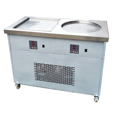 Beverage Factory Good Quality Double Pan Stainless Steel Frozen Ice Cream Rolls Fried Ice Cream Machine Ice Roll Machine Can Do 110V Voltage