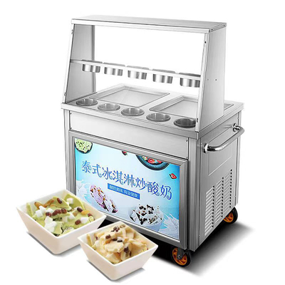 Commercial Fried Ice Cream Machine Snack Factory For Sale Double Pan Ice Cream Roll Machine With Fruit Yogurt Ready To Ship